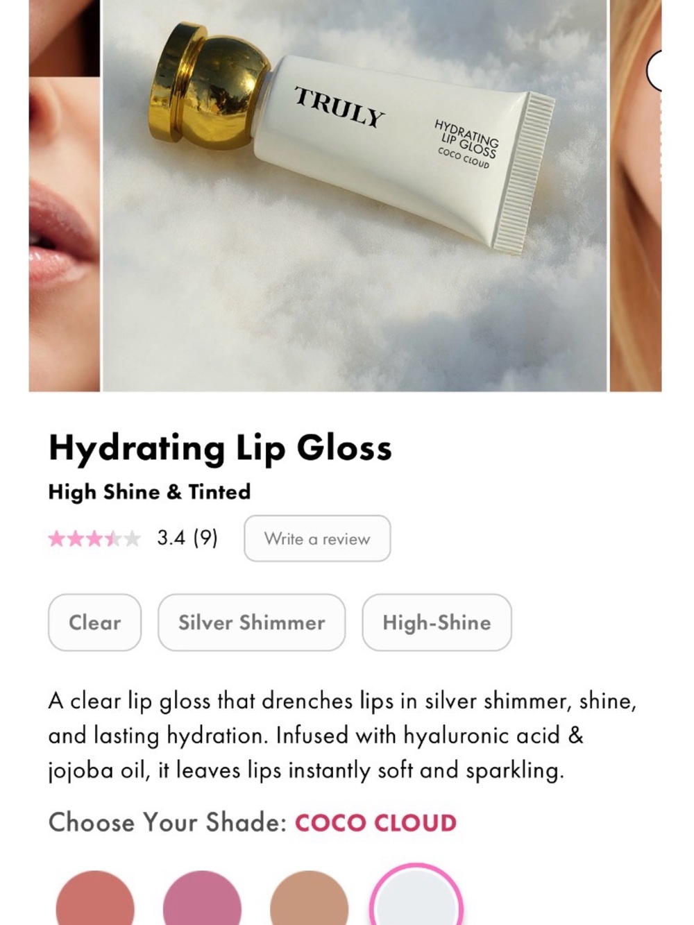 TRULY Hydrating Lip Gloss - Clear with Silver Shimmer